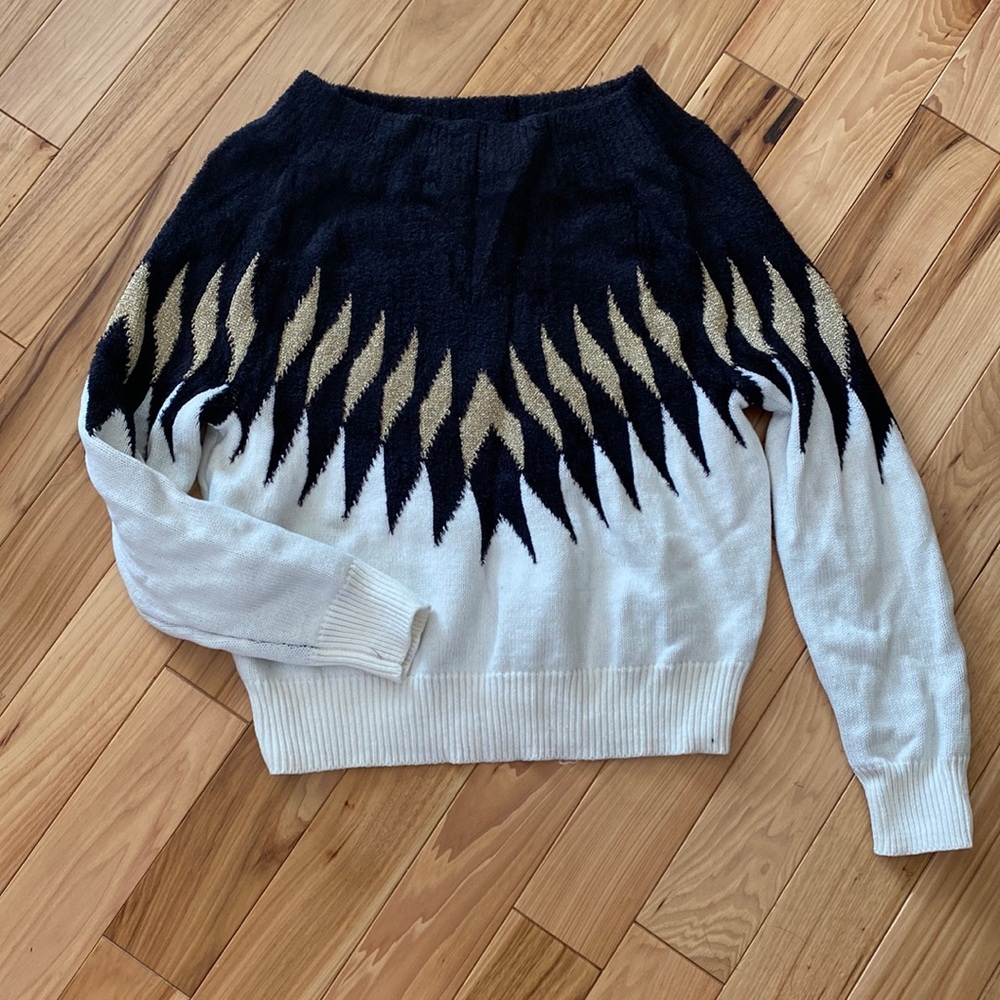Express black/white/gold sweater